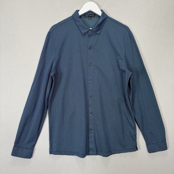 Robert Barakett Other - Robert Barakett Braden LS Knit Shirt Mens Large‎ Blue Textured Dots Stretch Prep